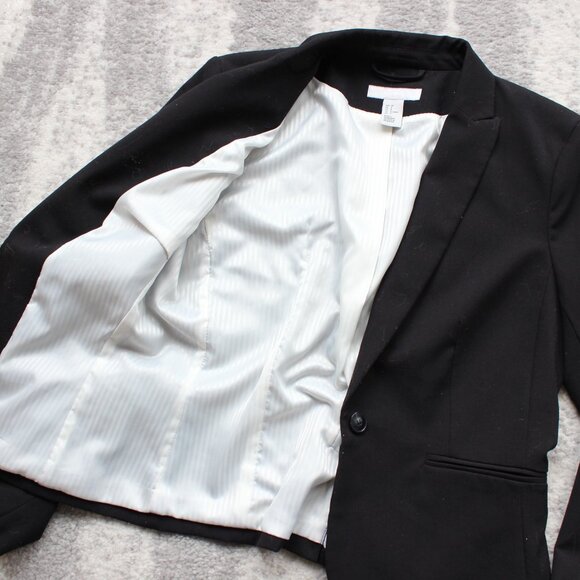 Women's H&M Black Lined Blazer, Size 8 - Picture 6 of 7
